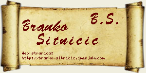 Branko Sitničić vizit kartica